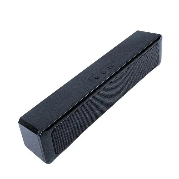 Enceinte Bluetooth A4 noire vue en angle avec quatre boutons supérieurs