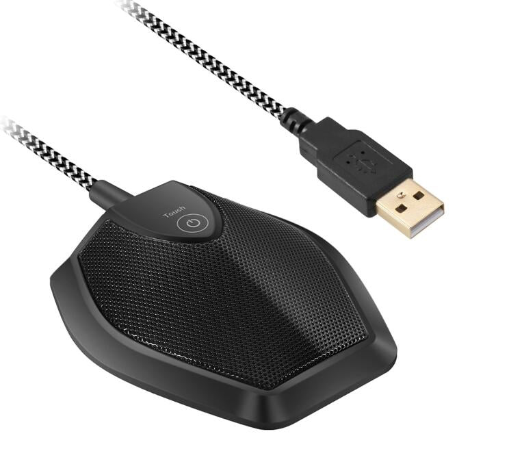 Microphone de bureau USB noir YRM-G11 avec câble tressé et connecteur USB-A