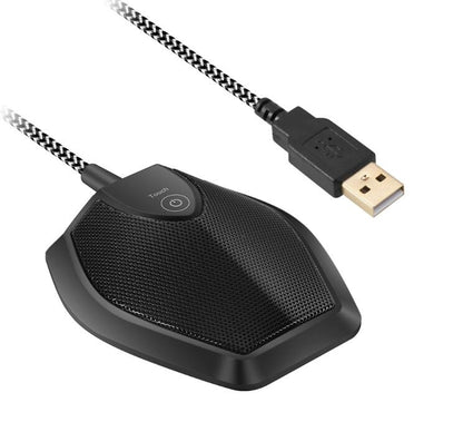 Microphone de bureau USB noir YRM-G11 avec câble tressé et connecteur USB-A