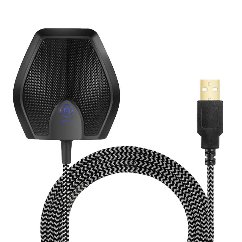 Vue de face du microphone USB YRM-G11 et de son câble tressé avec connecteur USB-A