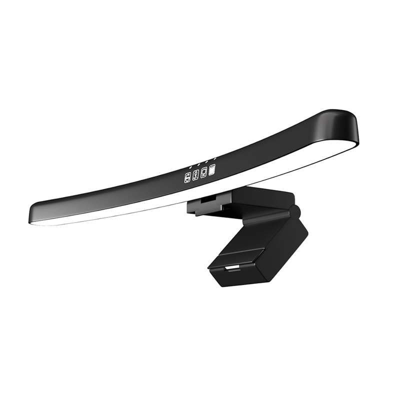 Barre lumineuse incurvée noire avec diffuseur blanc et pince pour moniteur