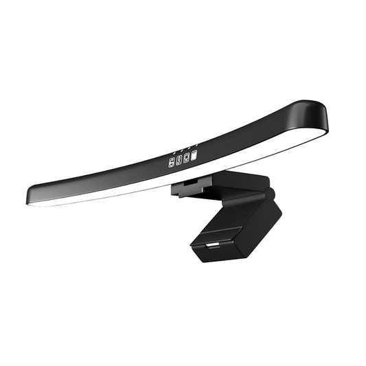 Barre lumineuse incurvée noire avec diffuseur blanc et pince pour moniteur