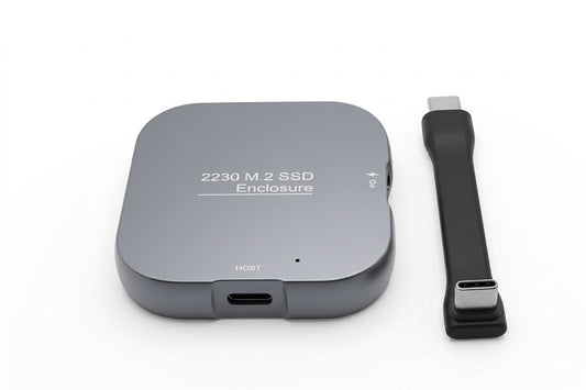 Boîtier magnétique pour SSD M.2 2230 NVMe, gris, vue principale avec câble