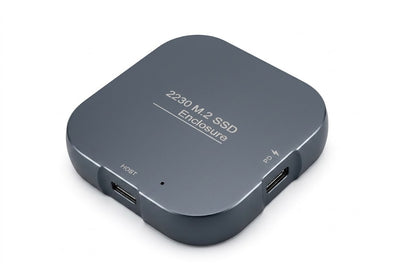Boîtier magnétique pour SSD M.2 2230 NVMe, gris, vue des connecteurs